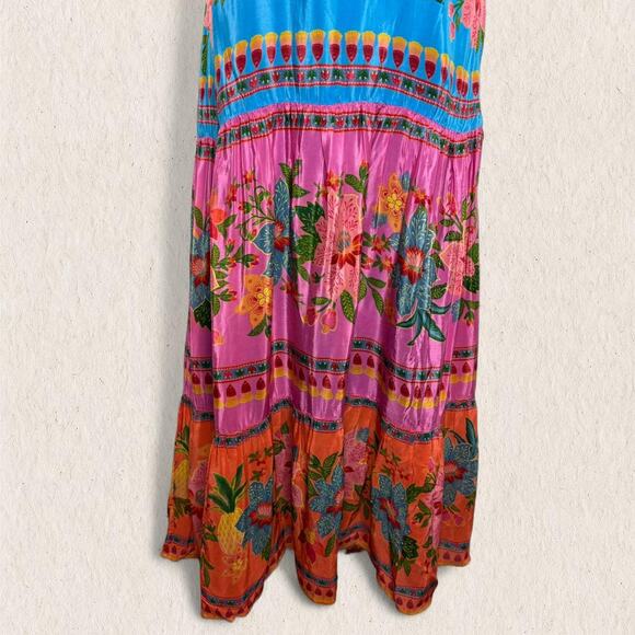 NWT Farm Rio Size M Tropical‎ Floral Tiered Maxi Dress Anthropologie Fairy Boho - Picture 3 of 8
